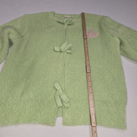 Wicked Katie Kime Women's XXL Green Fluffy Open Cardigan Sweater Bow Universal - Picture 6 of 12